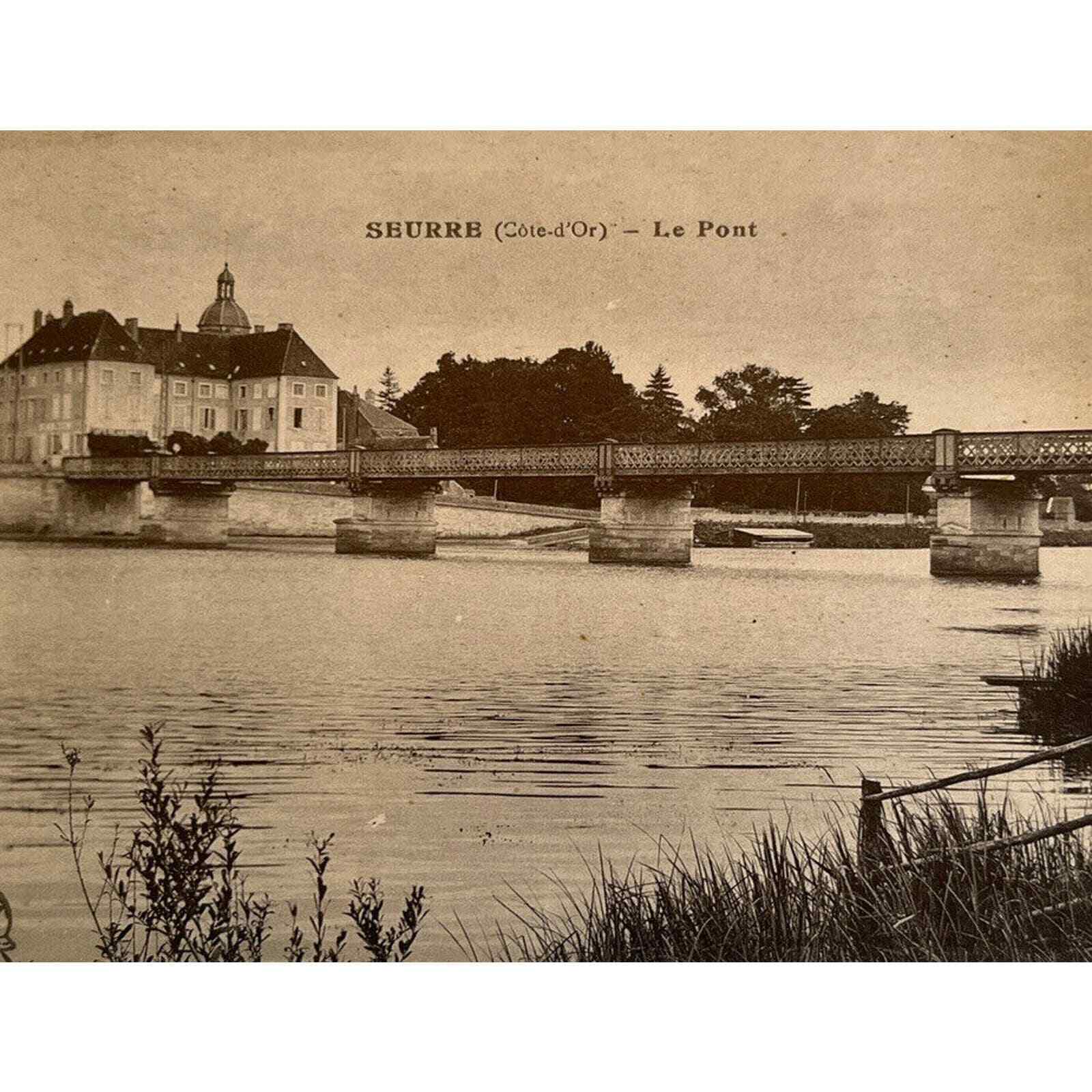 Antique 1900s RPPC Postcard Carte Postale Seurre Côte d’Or ale Pont France SEE