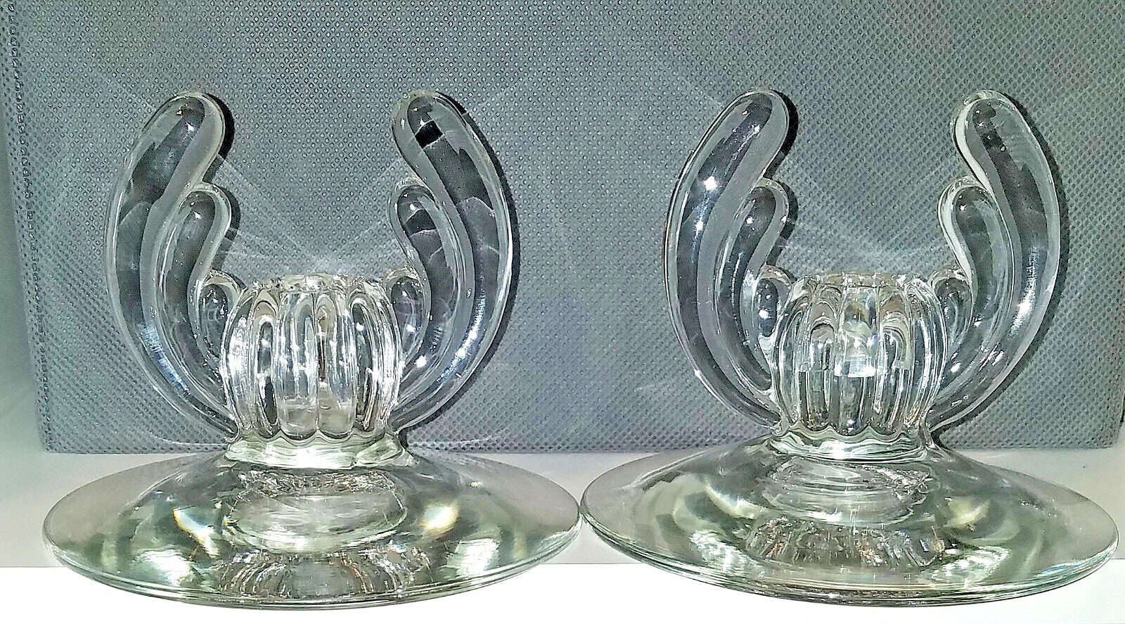🌺  1920S ART DECO CRYSTAL CANDLE STICK HOLDERS WONDERFUL