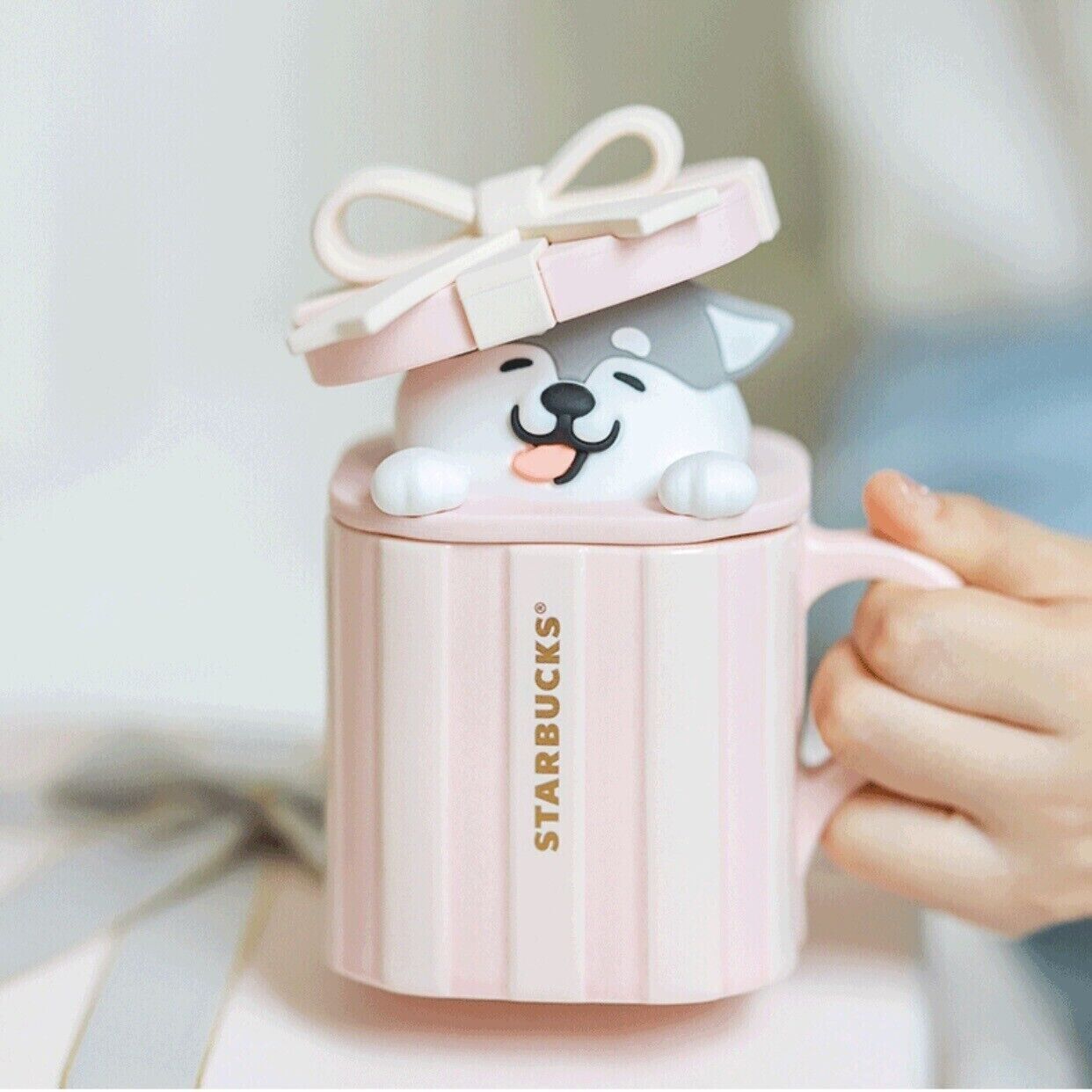 New Starbucks 2023 China Christmas Gift Box Cute Pet Husky Pink 12oz Mug Gift