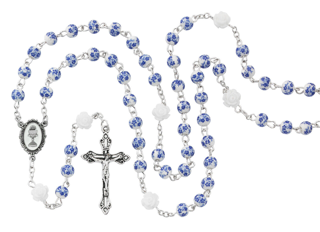 Blue Flower Ceramic Rosary