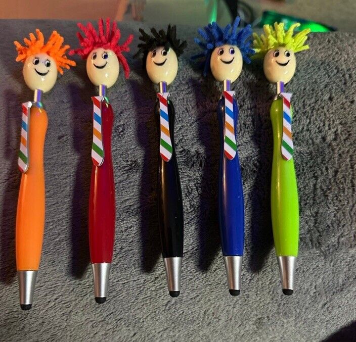 Wrapables 3-in-1 Mop Head Touchscreen Ballpoint Stylus Pens (Set of 5)