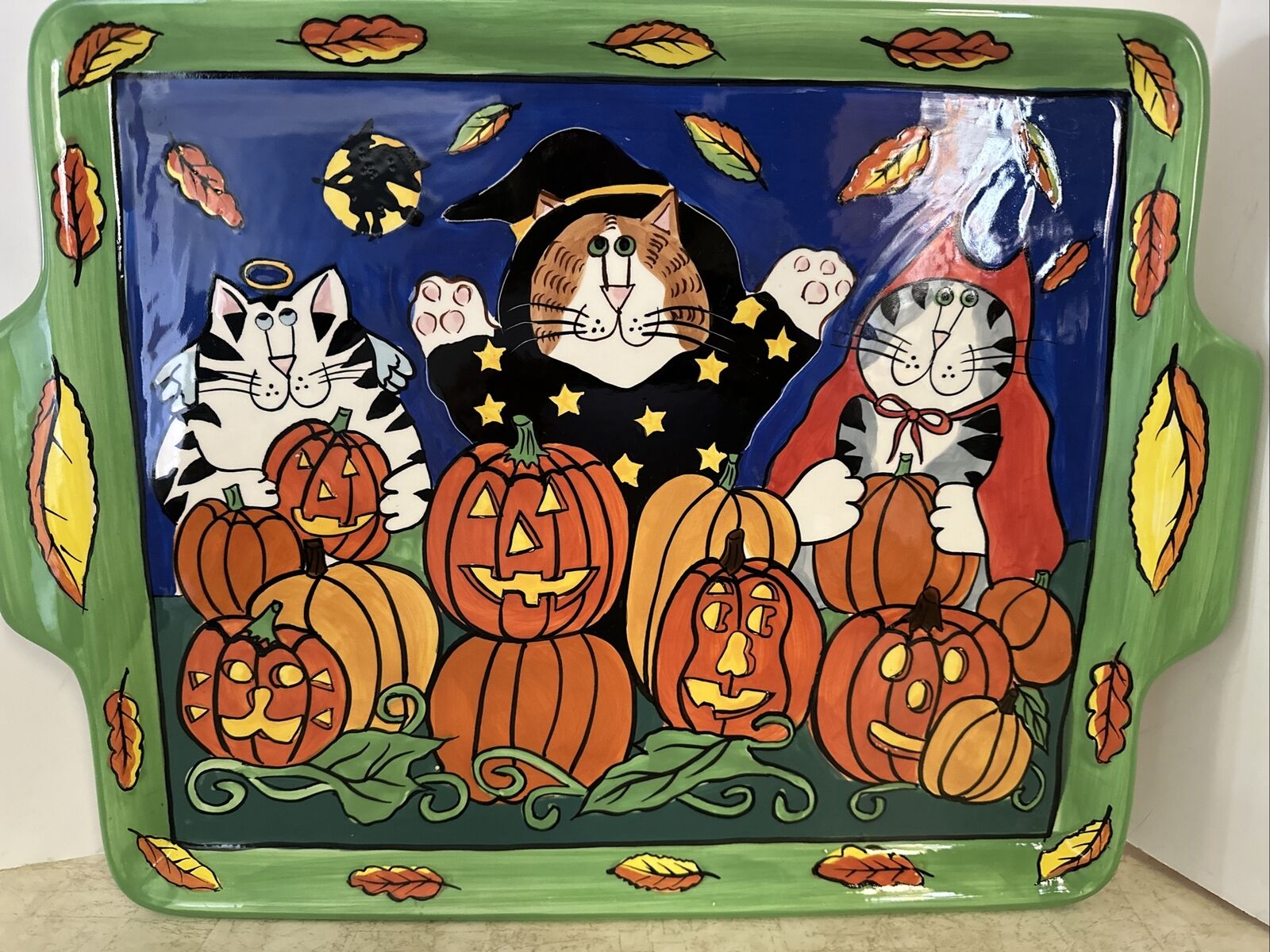 CATZILLA Candace Reiter - Cat Pumpkin Halloween Serving Platter - 16\