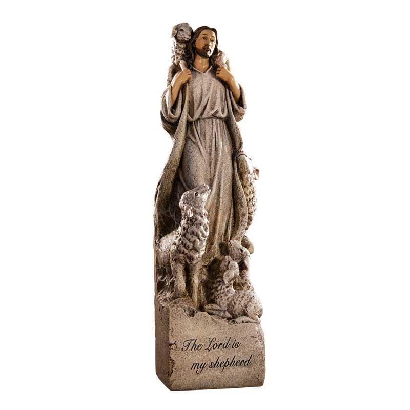 The Lord is My Shepherd Jesus with Lambs Statue Figurine with Inscription,12 In