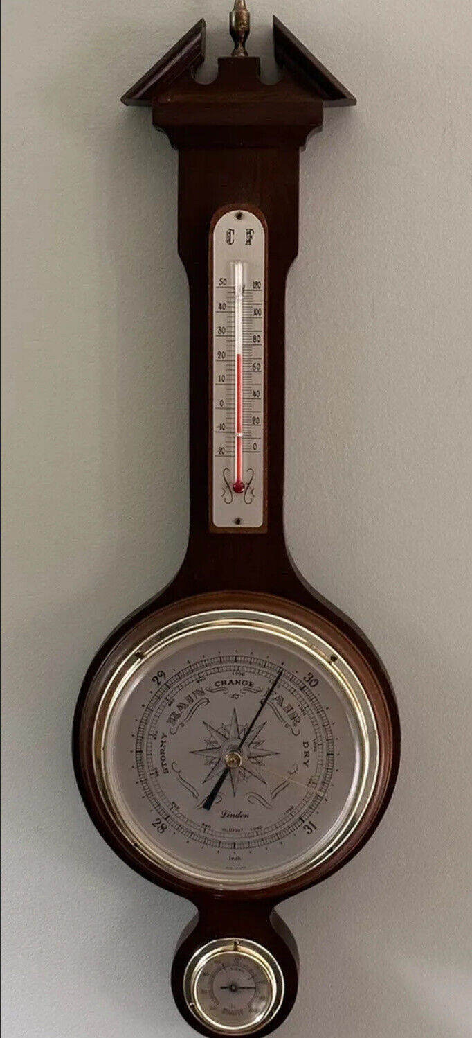 Vintage Weather Station Thermometer, Hydrometer, Barometer, Banjo Style WORKS