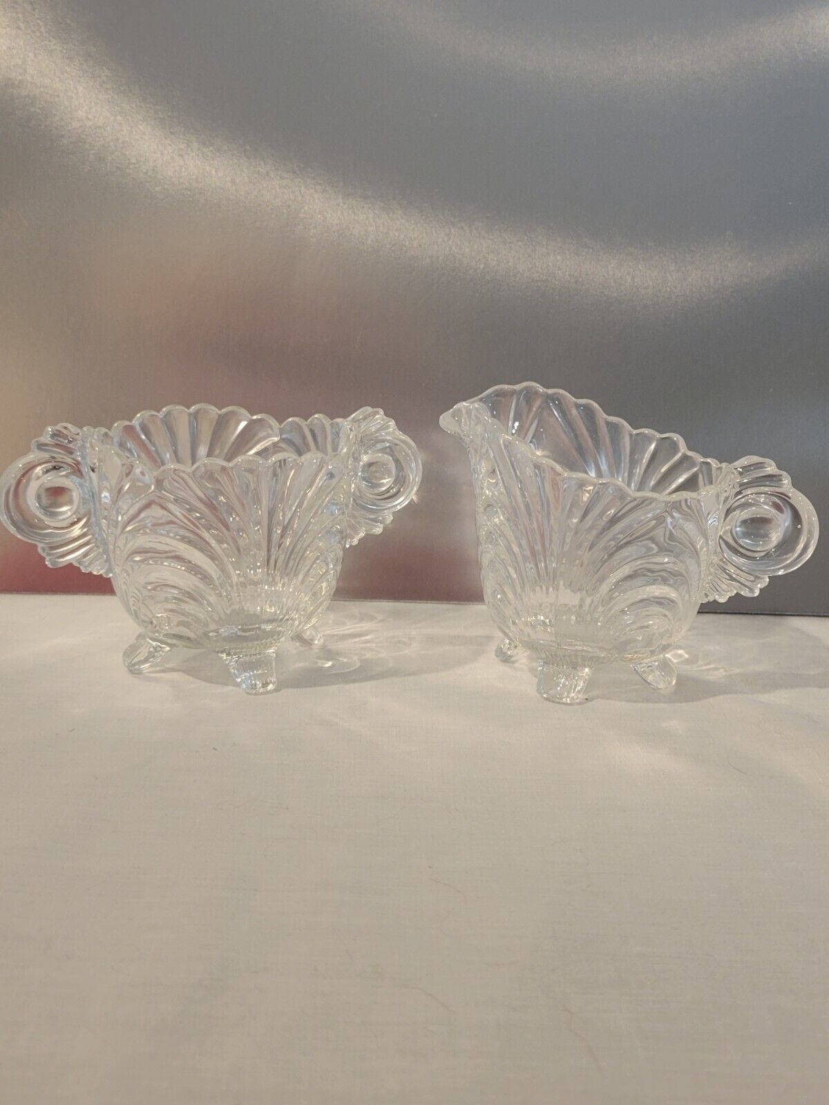 Vintage Caprice by Cambridge Clear Glass Cream and Sugar set