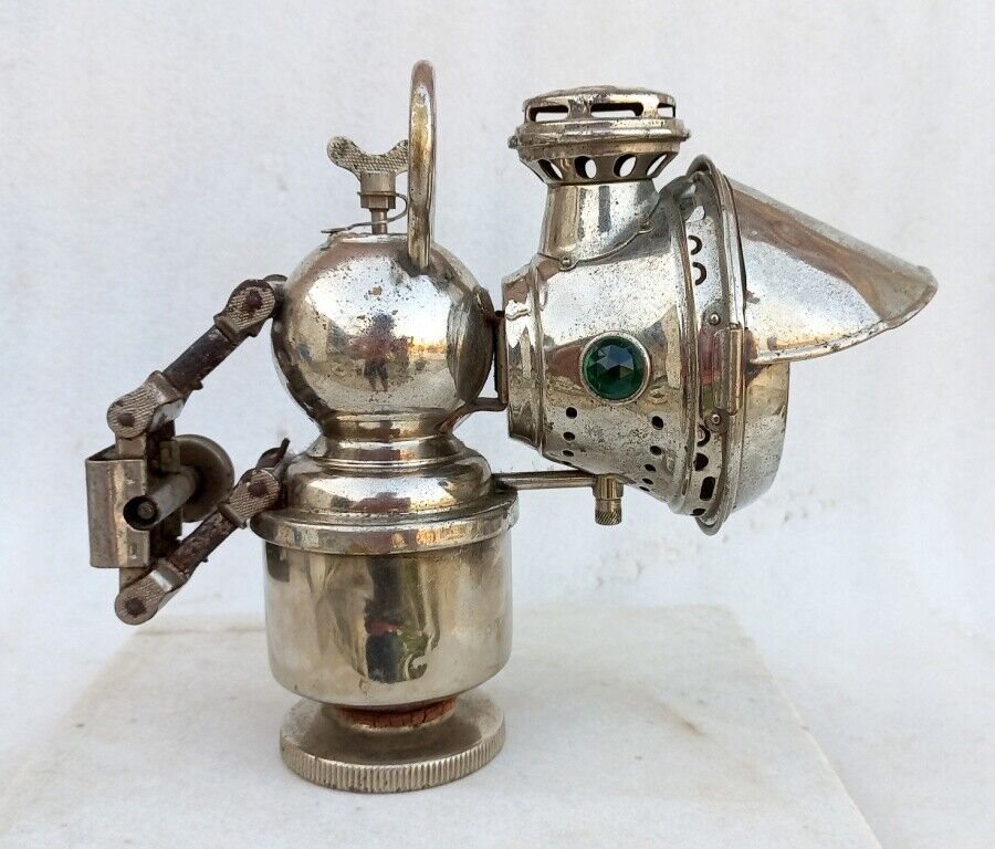 Vintage Rare Brass Nickel Plated Haeckel Carbide Bicycle Lamp Lantern Germany
