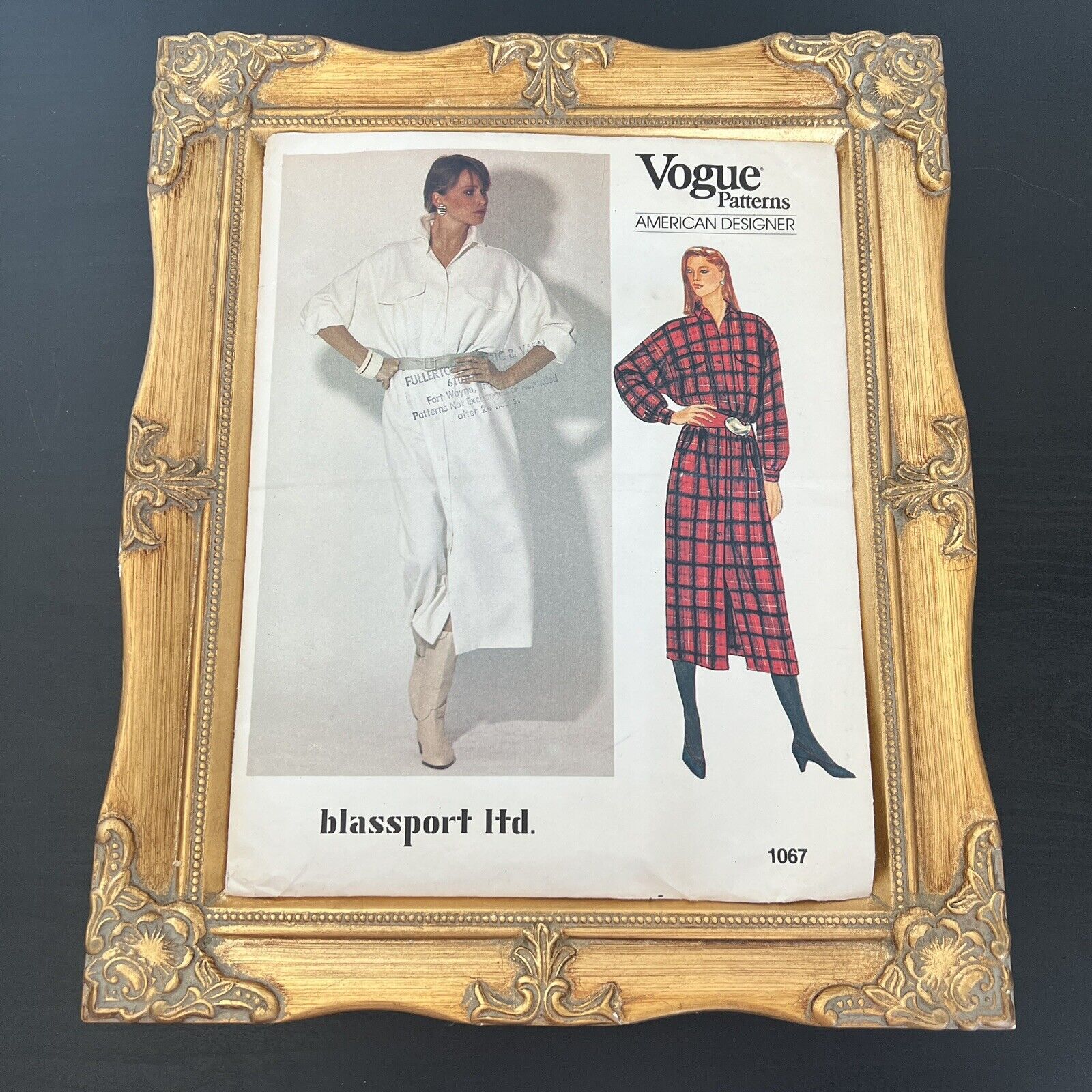 vintage 1980s Vogue 1067 Blassport Loose Fit Shirt Dress Sewing Pattern 8 10 CUT