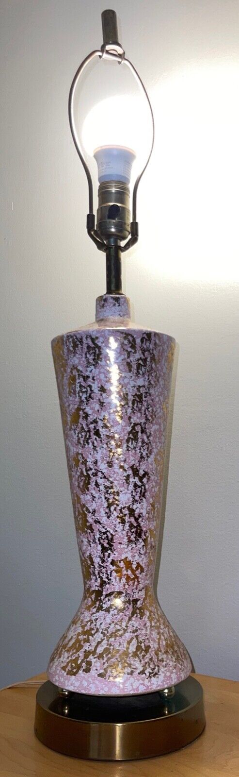 Vintage 1950s Pink Gold Ceramic Lamp Atomic Era Mid Century Modern Lighting MCM