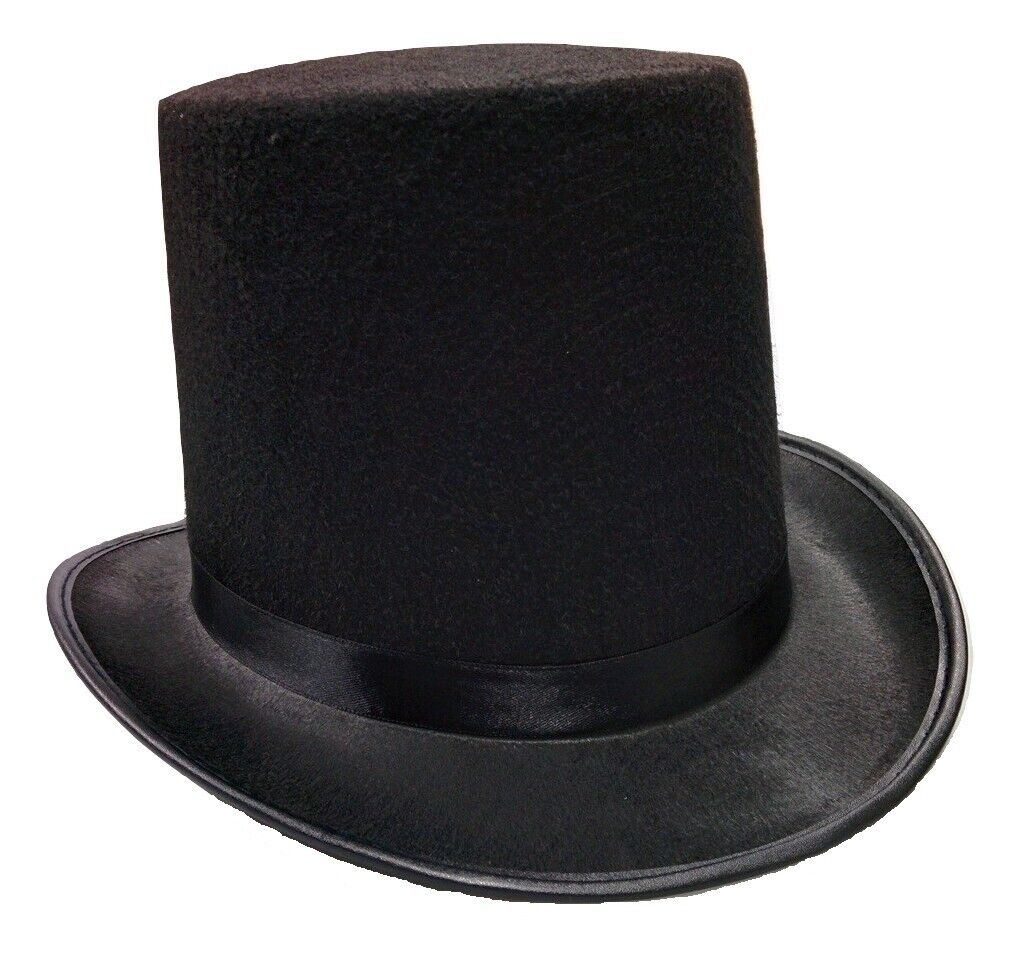 Adult Tall Black Felt Top Hat Formal Showman Party Novelty Halloween Accessory