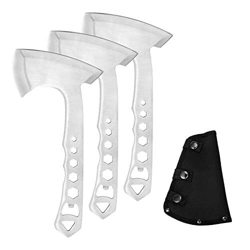 3x 10in Throwing Axes and Tomahawks Set  Stainless Throwing Axes Knives Set Kit