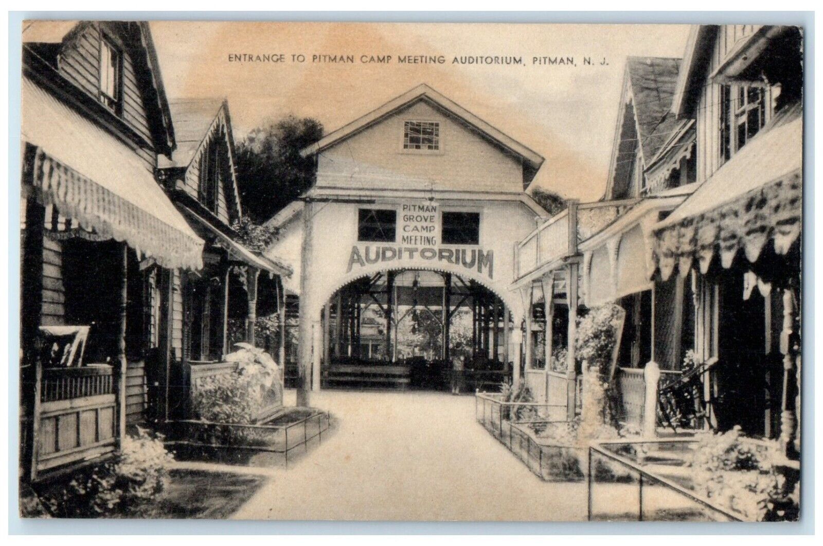Entrance To Pitman Camp Meeting Auditorium Pitman New Jersey NJ Vintage Postcard