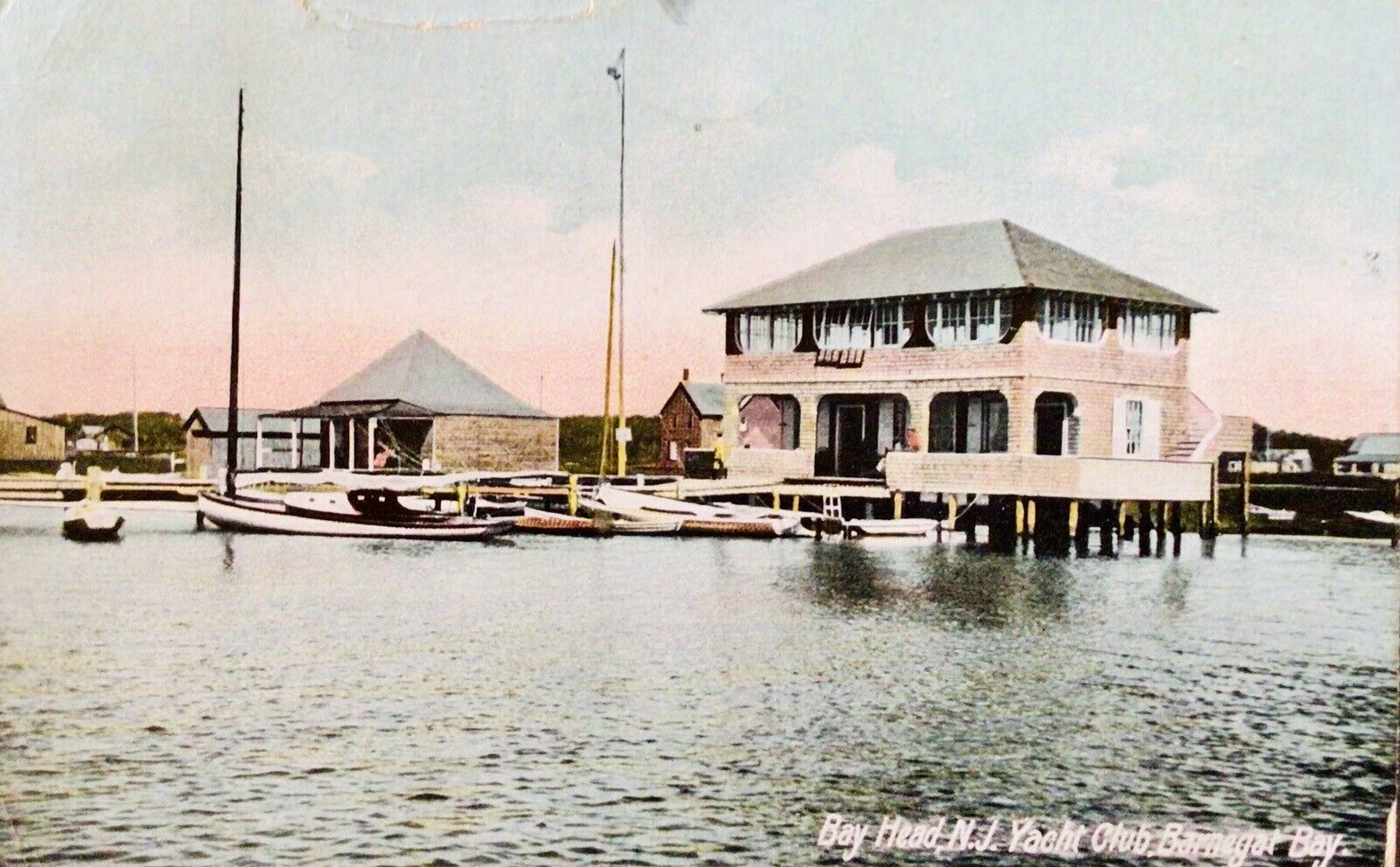 BAY HEAD NJ  YACHT CLUB Barnegat Bay Antique Postcard 1909