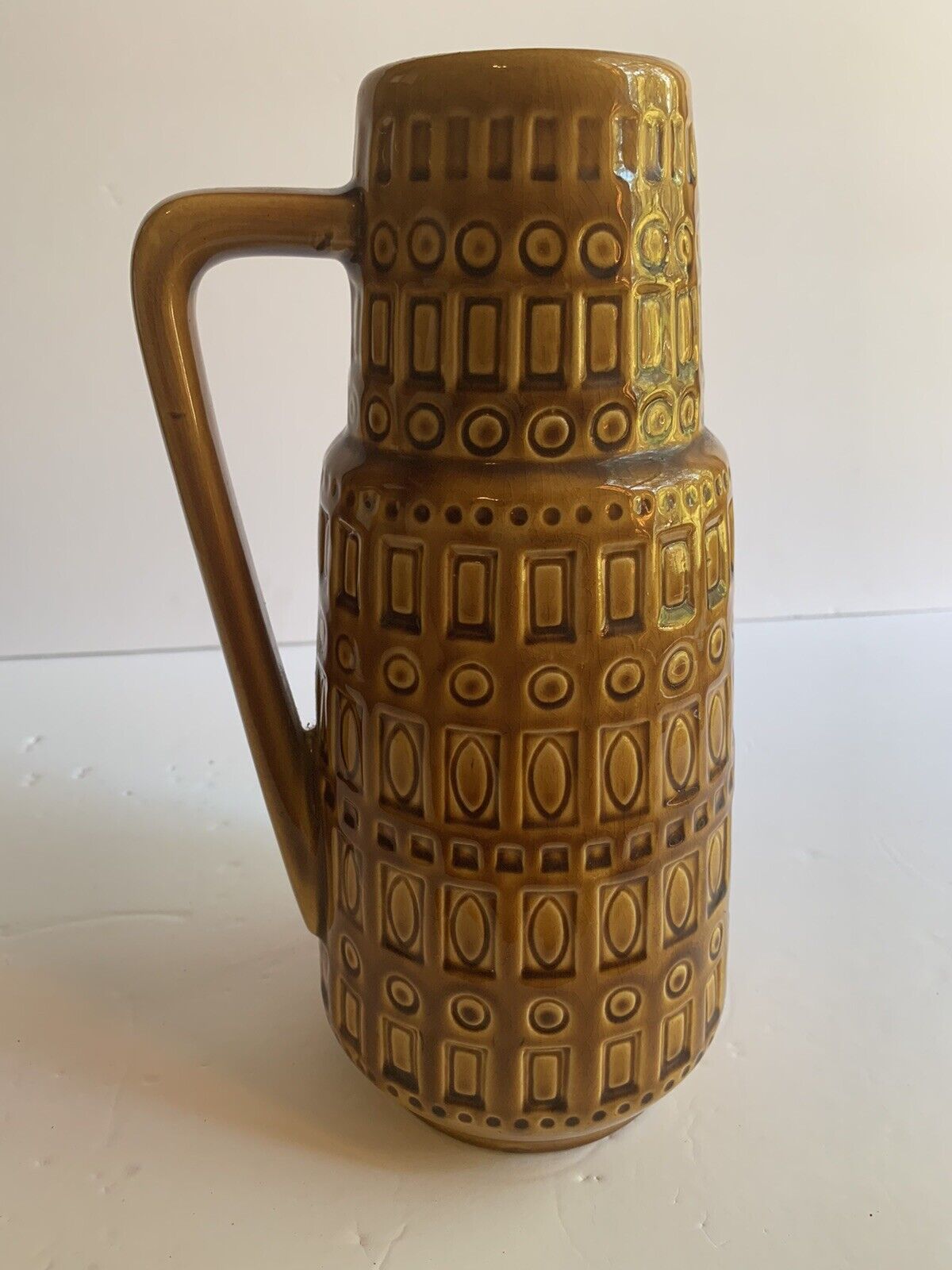 1960 West German Scheurich Keramik Inka Mustard Colored Vase Mid Century