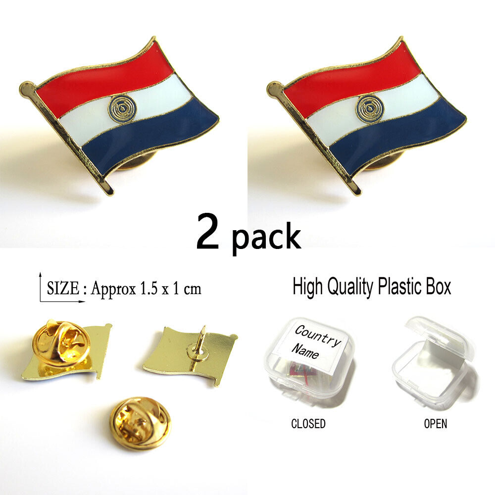 NEW Paraguay Country Flag Lapel Pin Patriotic Badge Brooches Metal 200+Countries