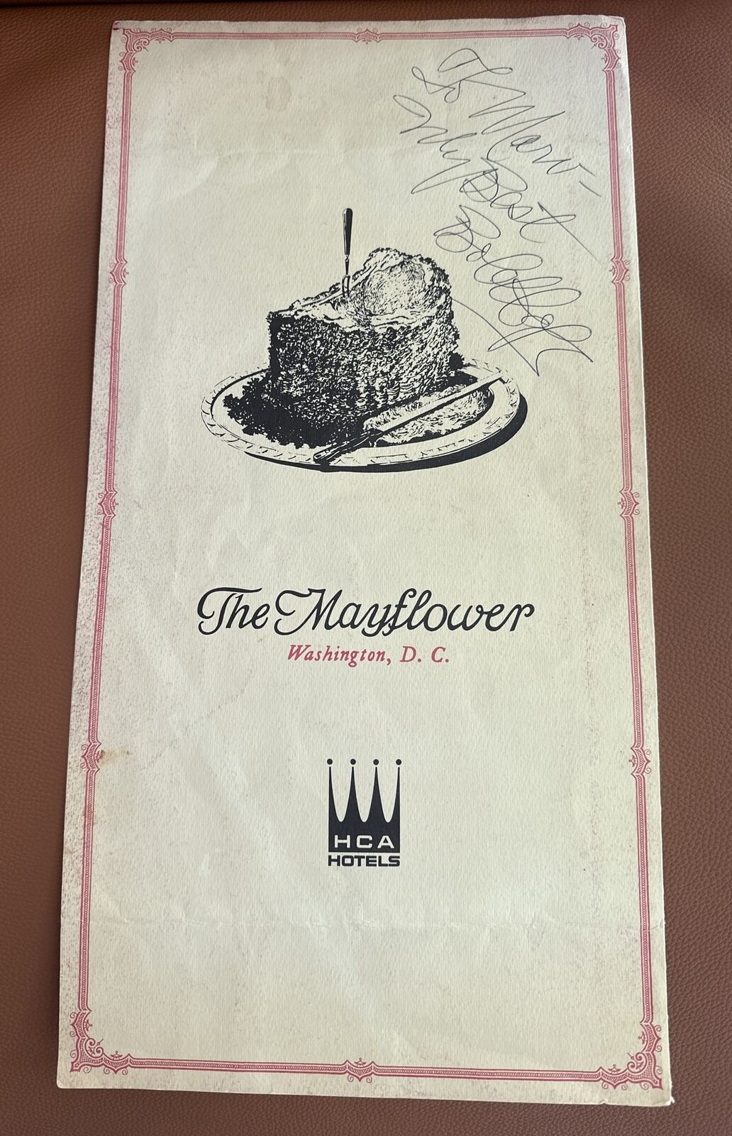 Vintage Circa 1960’s  The Mayflower Hotel Menu Signed By Bob Hope