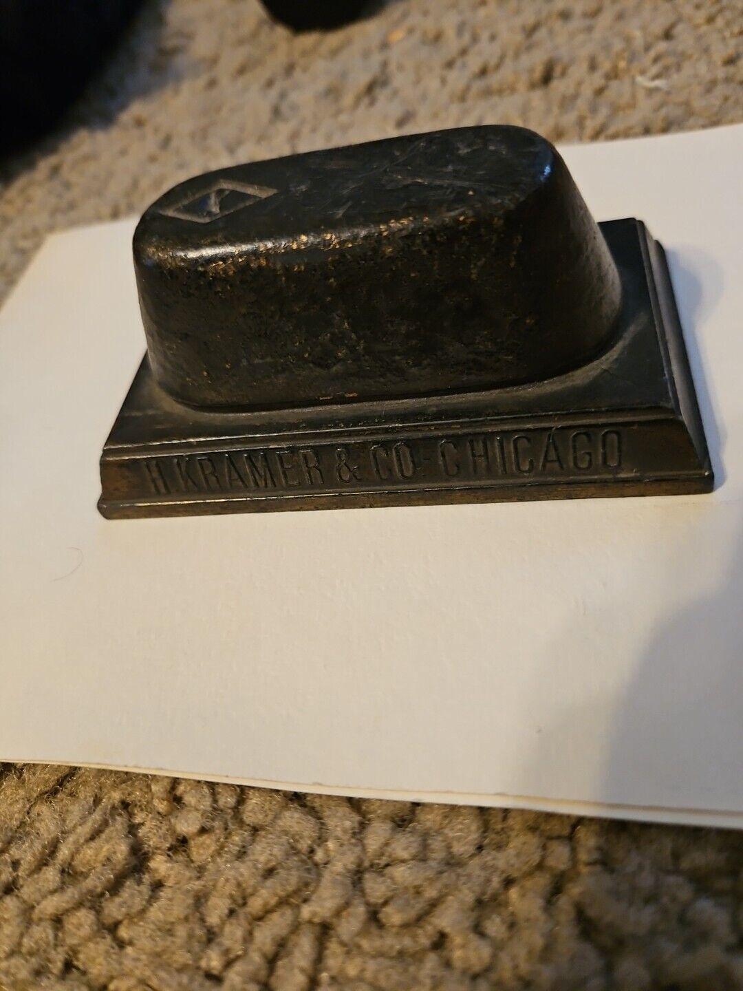 Vintage H Kramer & Co. Chicago. Bronze Paper weight. Ten ounces. Scarce rare.
