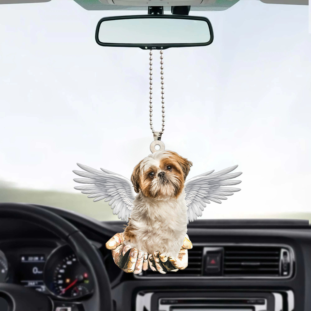 Shih Tzu Dog Angel Wings Car Ornament, Shih Tzu Dog Angel Ornament, Shih Tzu Dog
