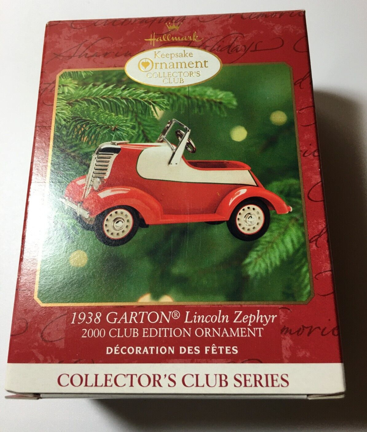 HALLMARK KIDDIE PEDAL CAR CLASSICS 1938 GARTON LINCOLN ZEPHYR 2000 Club Ornament