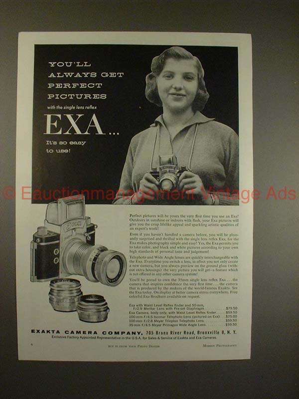 1958 Ihagee Exa Camera Ad, Always Get Perfect Pictures