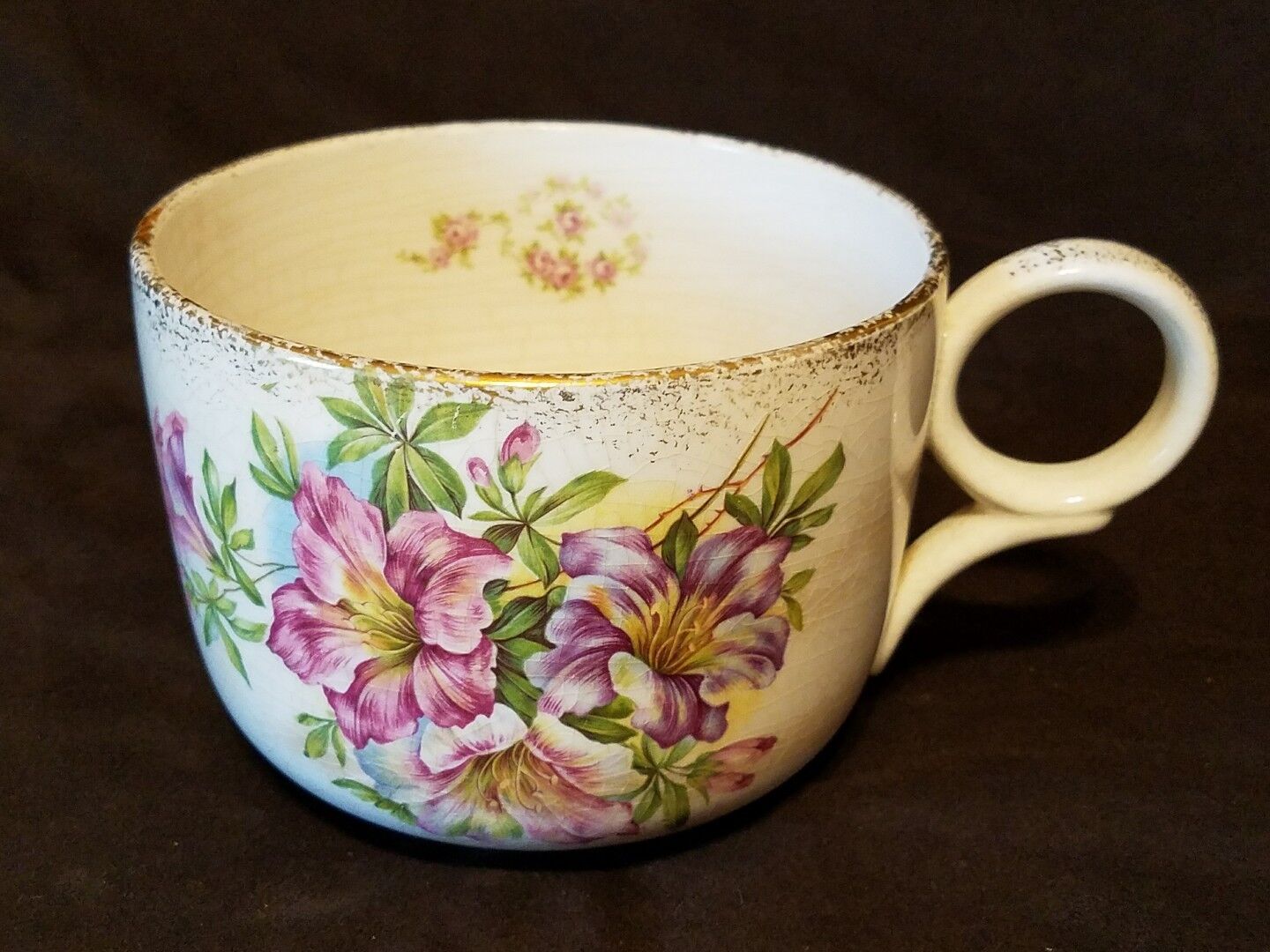 Antique Mid Century Decorative Floral Large Soup Cup