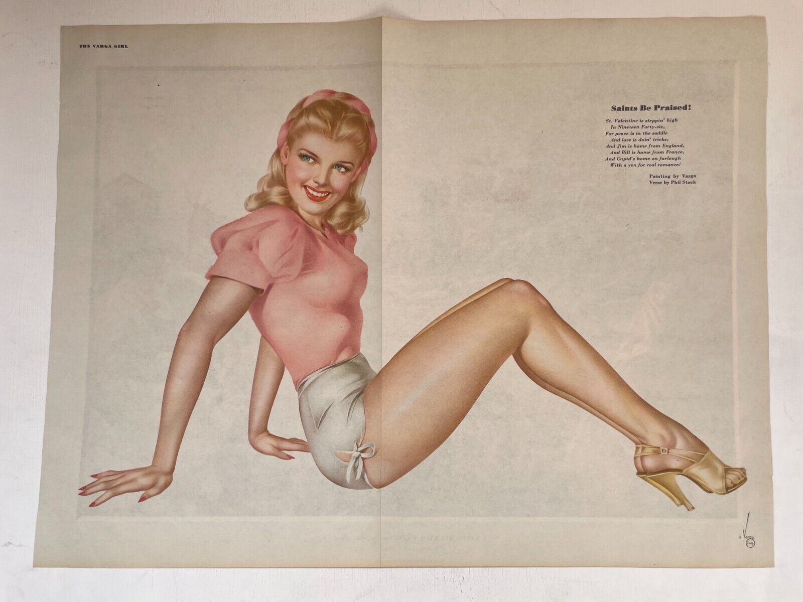 1946 Pinup Girl Centerfold by Varga- Esquire Magazine- Saints Be Praised