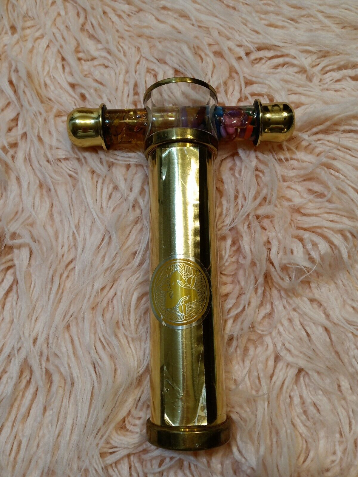 Exceptional Vintage Corki Weeks Brass Standing Oil Chamber Kaleidoscope \