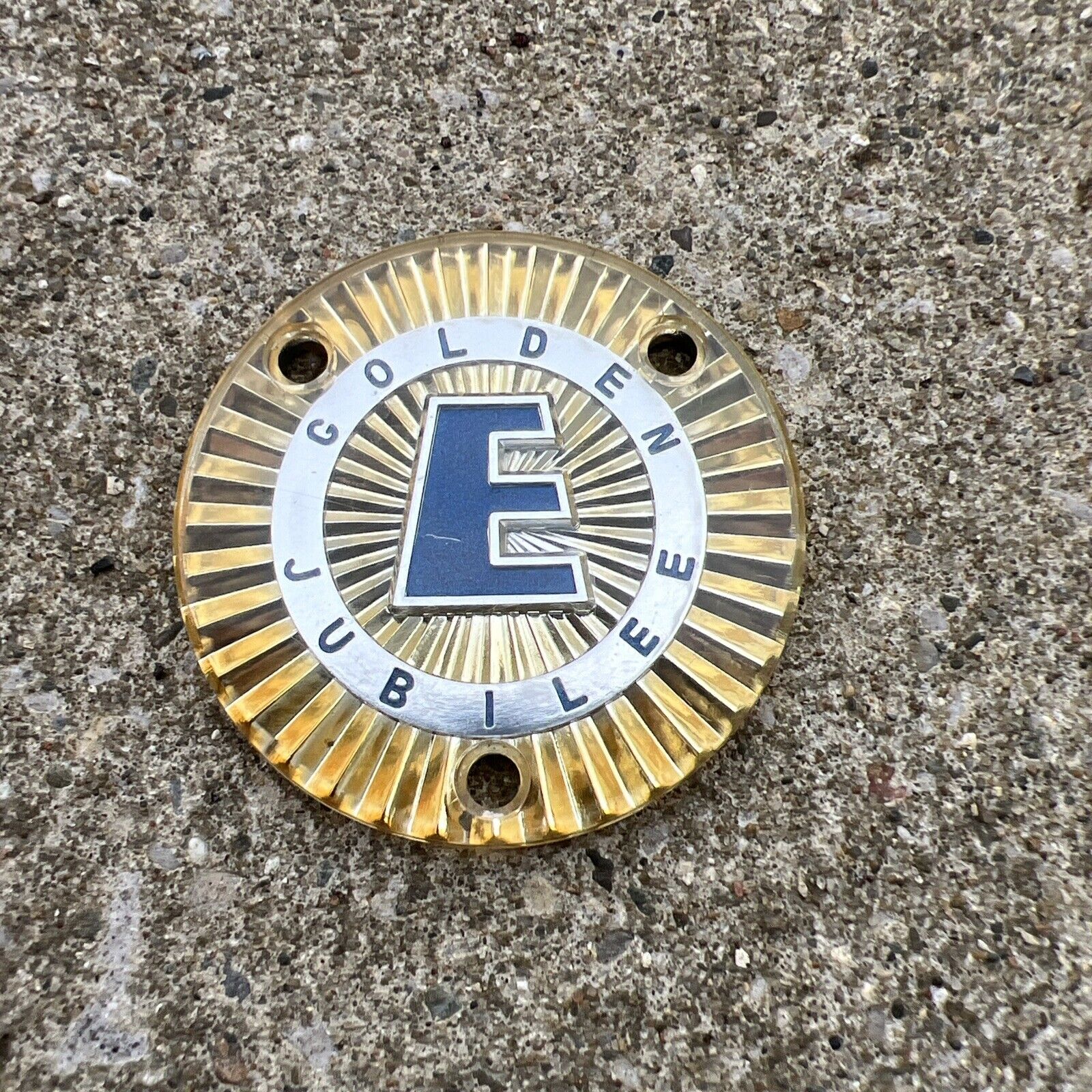 Evinrude GOLDEN JUBILEE Cowling Emblem Badge  Vintage Plastic 