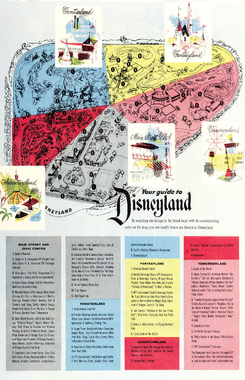 Disneyland Park Magic Kingdom 1955 Map Poster Print Tomorrowland Fantasyland