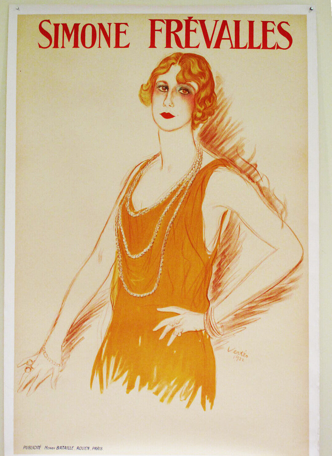 Original 1922 Poster of French Actress Simone Frévalles 