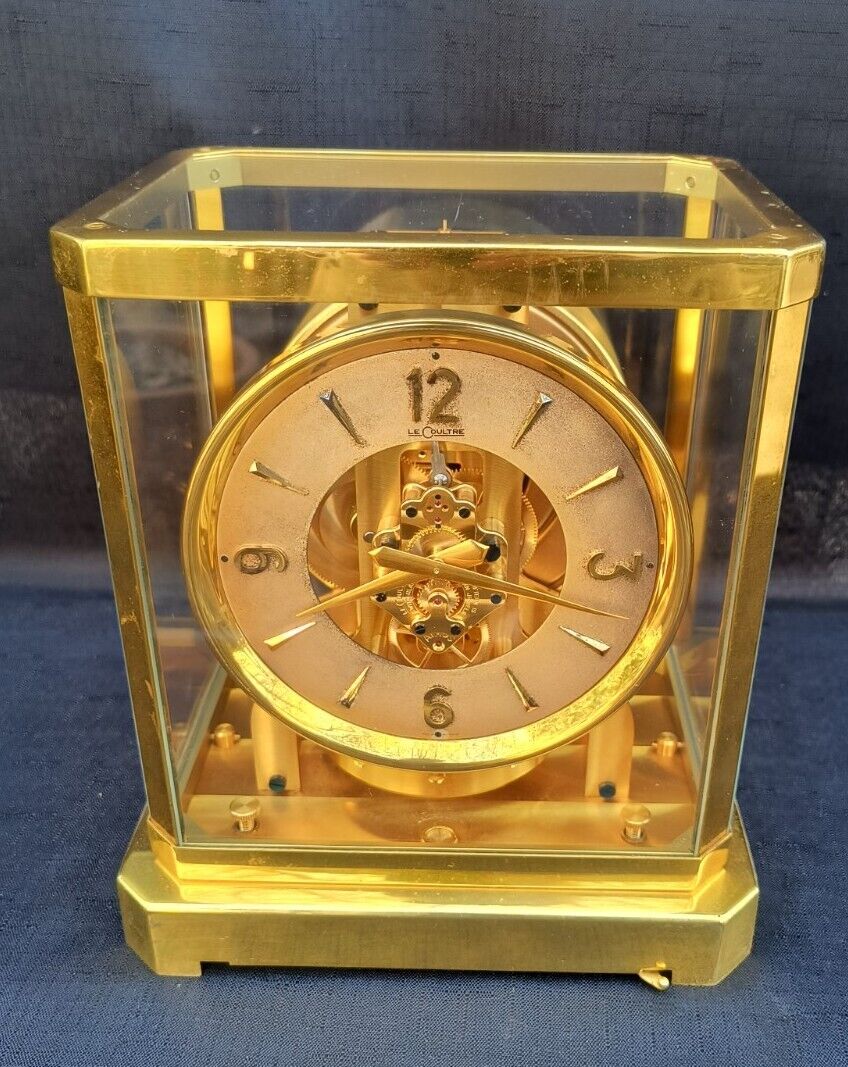 vtg 40s Jaeger LeCoultre Atmos Heritage Square Model 519 Perpetual Motion Clock