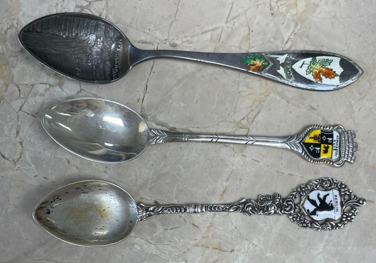 Lot of 3 Sterling Silver / 800 Silver Souvenir Spoons ~ 36 grams ~ 1-H1003