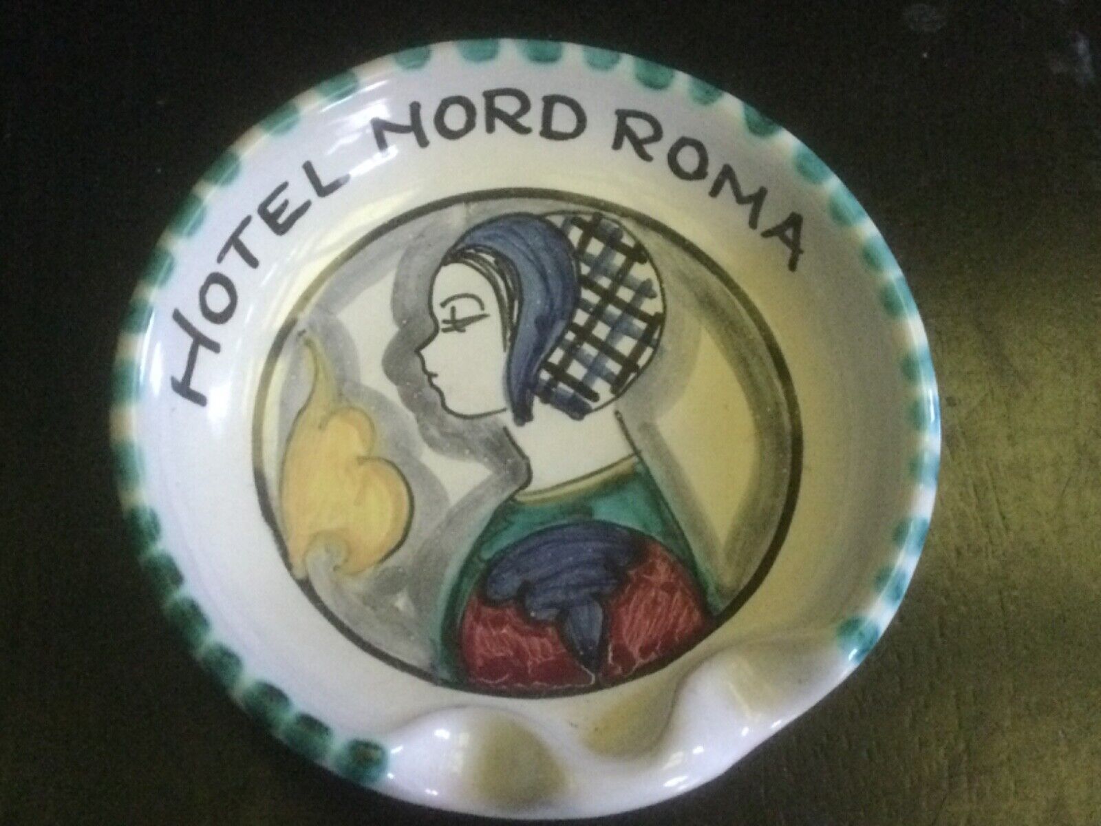 Vintage HOTEL NORD  ROMA Ceramic Ashtray Italy