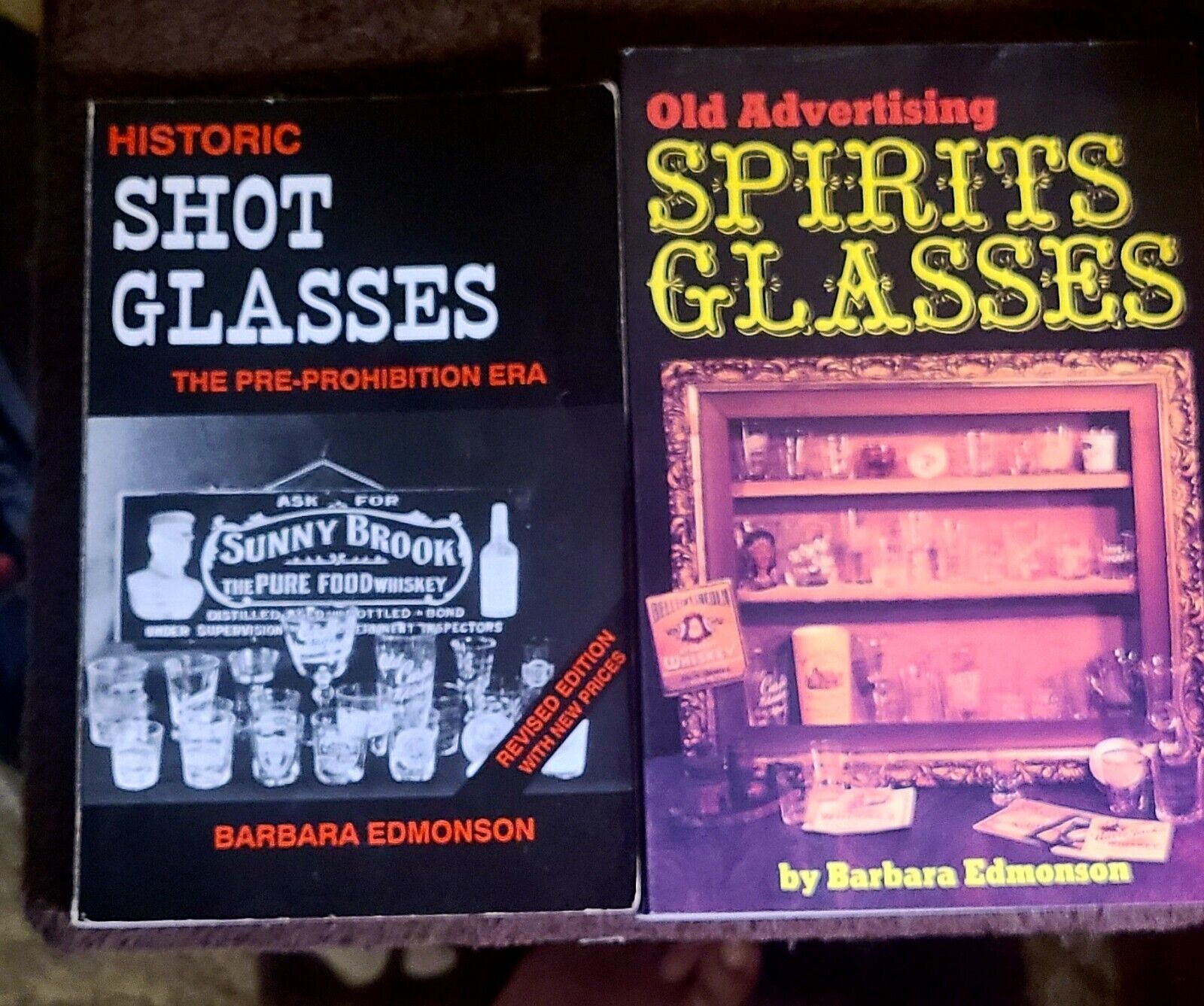 BARBARA EDMONSON, 2 Classic Books on Pre Pro Advertising Shot Glasses, Clean