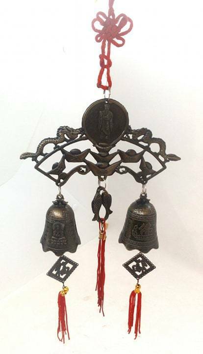 Chinese Good Fortune Double Carp Hanging Bells 12001