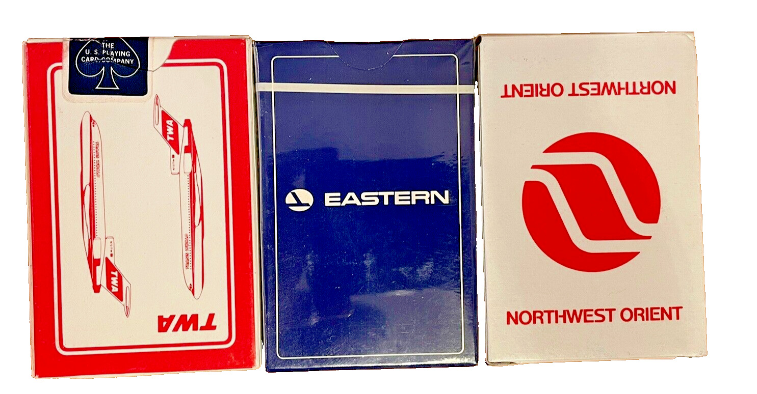 3 - Decks Playing Cards - Vintage: TWA, Northwest Orient, Eastern , New sealed