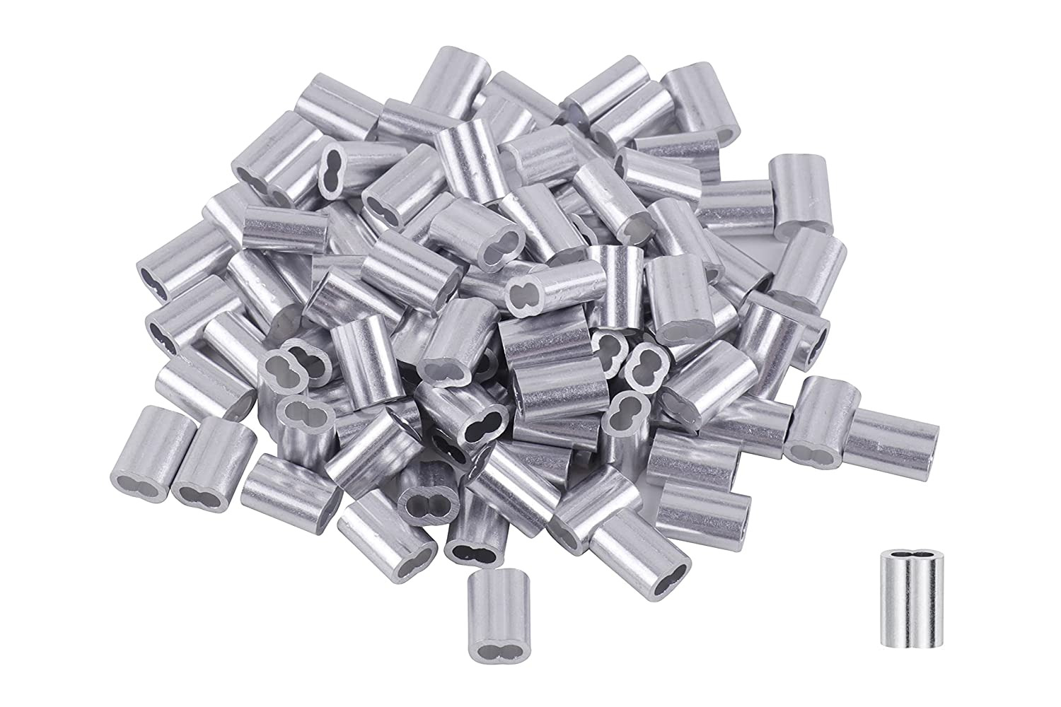 50PCS Aluminum Crimping Sleeve for Wire Rope Cable Ferrule Diameter 3/16\