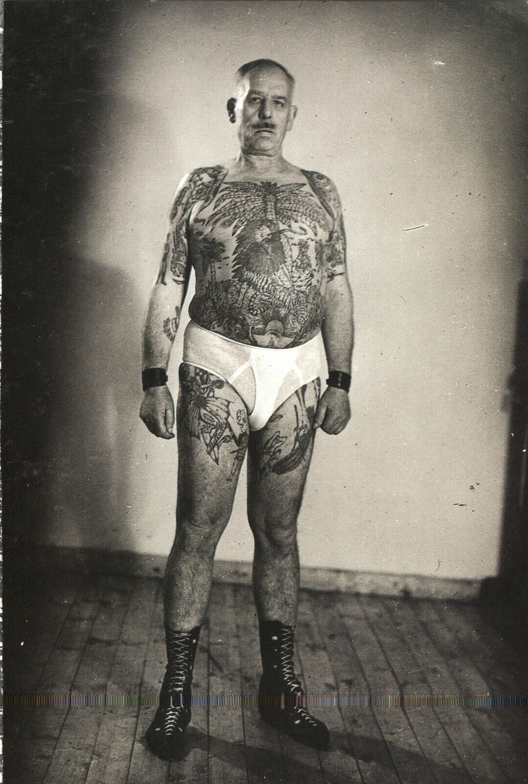 Tattooed German Man in Underwear Amsterdam Tattoo Museum Vintage Postcard