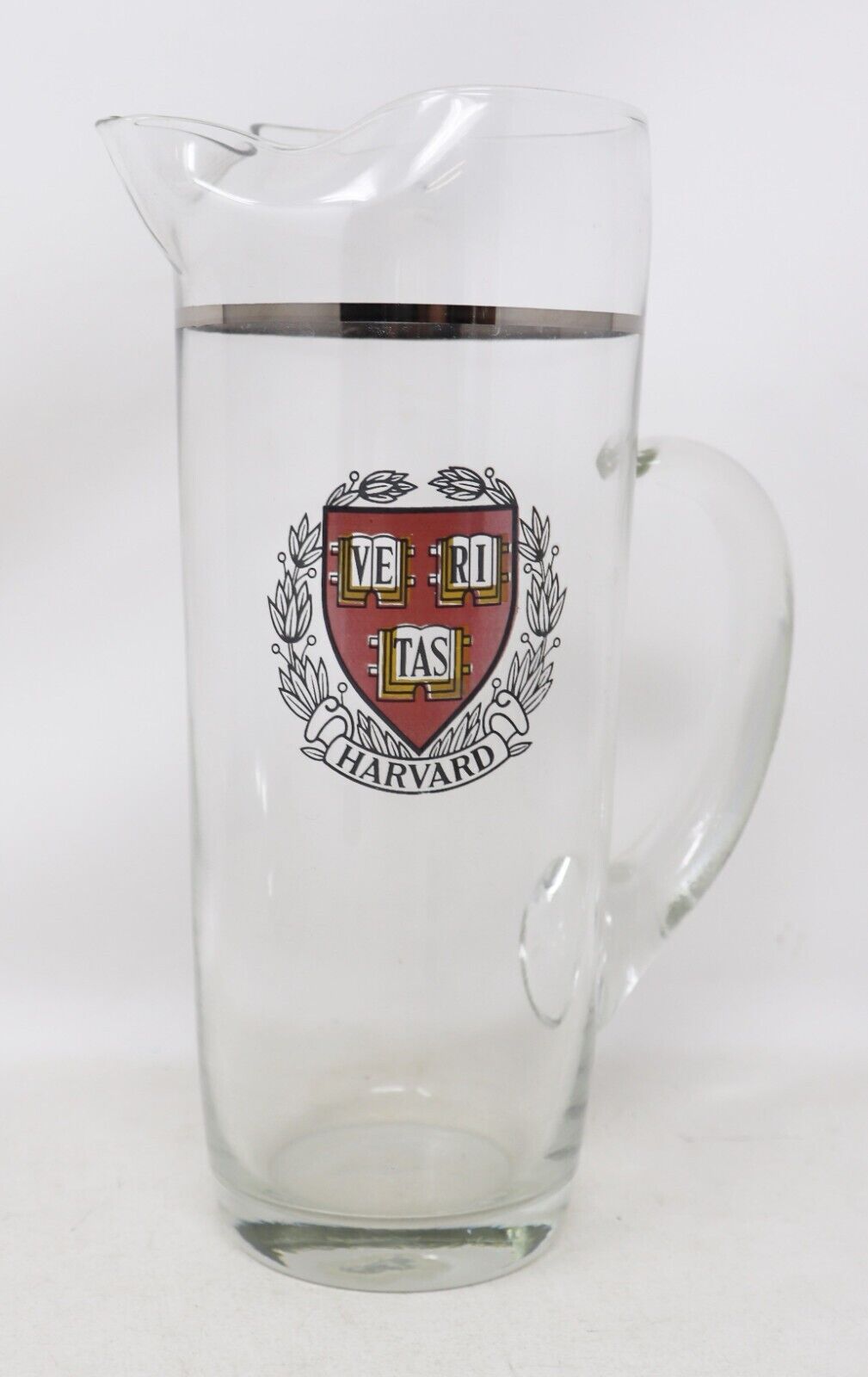 Vintage Harvard VERITAS Glass Pitcher - 9\