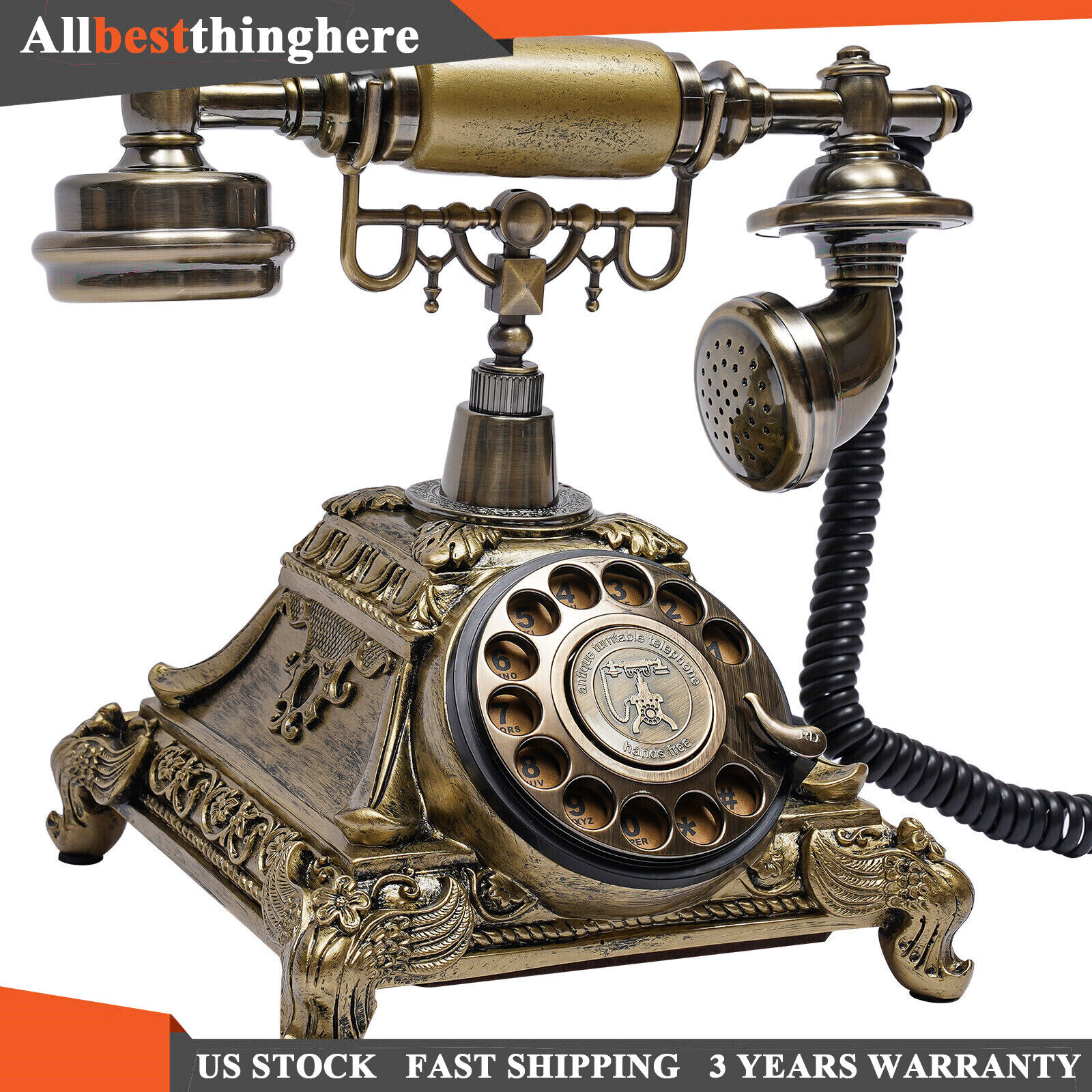 Vintage Handset Telephone Antique Old Fashioned Rotary Dial Phone Home Decor USA
