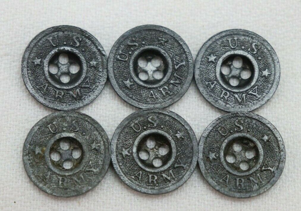 WWI US Army steel trouser shirt buttons 11/16 in 17.5mm 28ligne lot of 6 B679