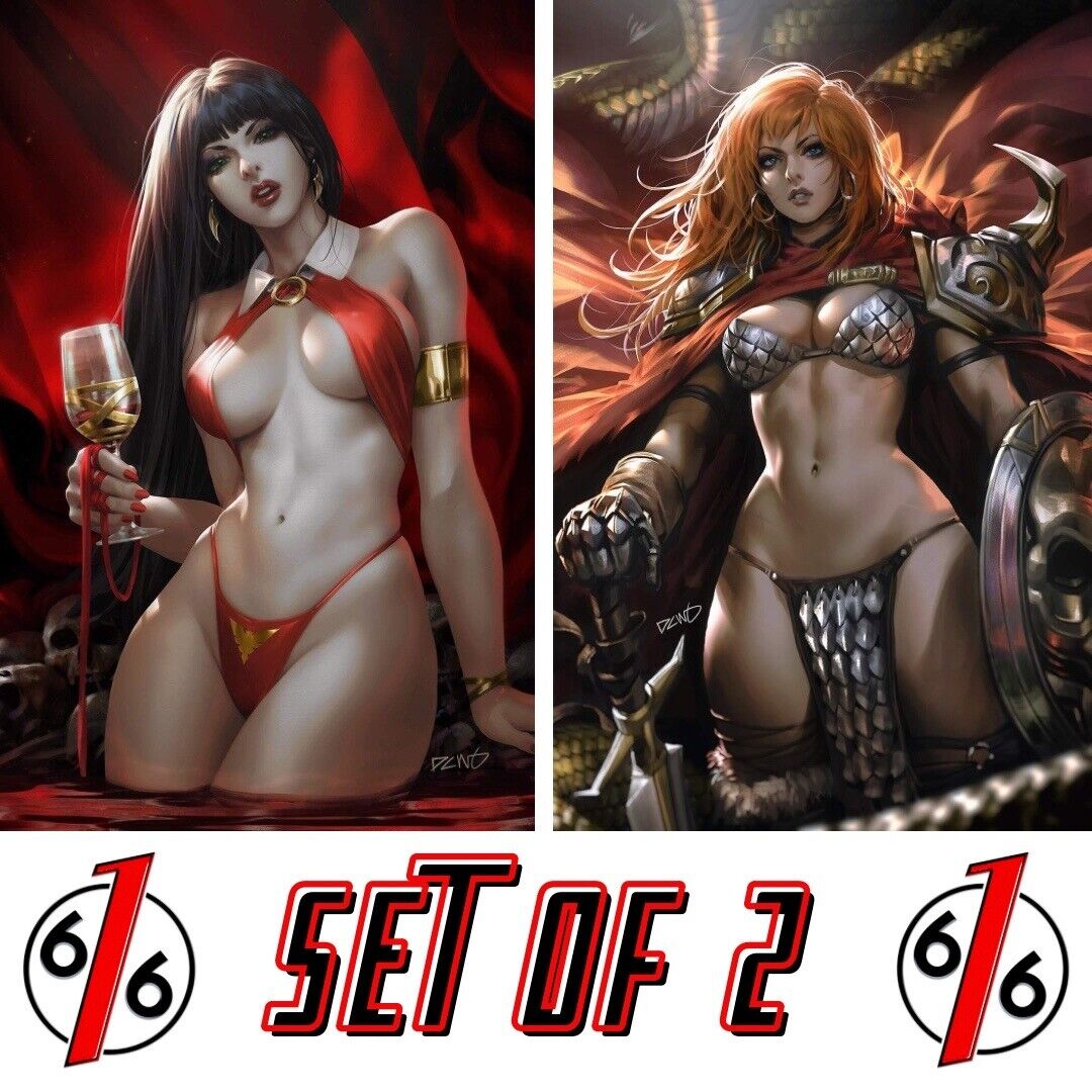 🔥🗡️ DERRICK CHEW 616 Comics Vampirella & Red Sonja Variant Set LTD 500