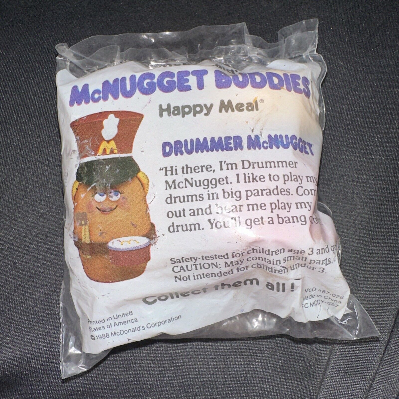 1988 McDonald\'s Happy Meal Chicken McNugget Buddies Nugget Band Drummer Unopened