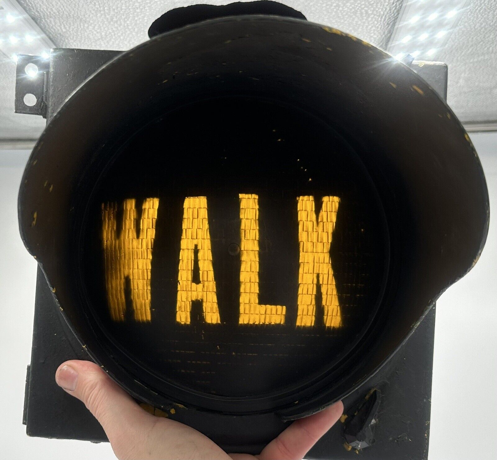 Vintage Glass Walk Traffic Signal Pedestrian Lens Old Round Style Game room Rare