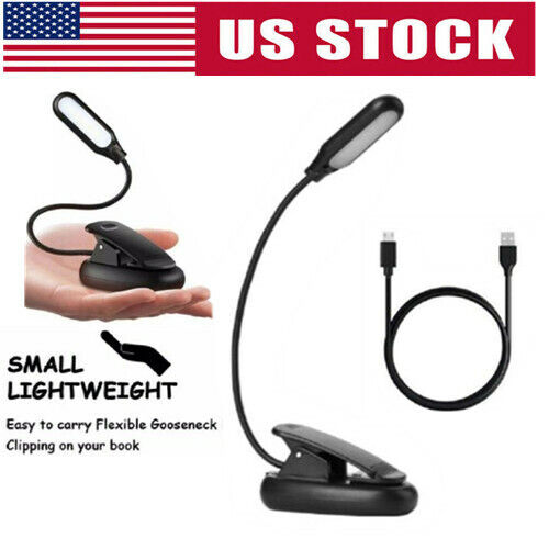 Mini LED Reading Book Light W/ Flexible Clip Desk Table Lamp USB Rechargeable