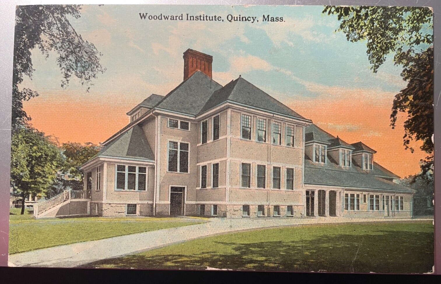 Vintage Postcard 1917 Woodward Institute, Quincy, Massachusetts (MA)