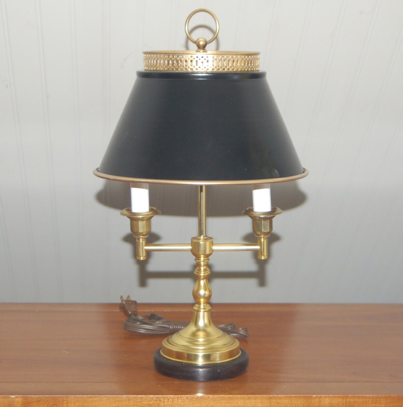 BRASS BOUILLOTTE LAMP Black Baroque Candelabra French Gold Hollywood Regency