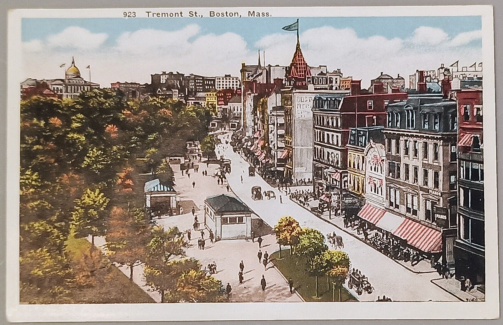 Tremont Street Boston Massachusetts MA White Border Postcard Pianos M Abrams