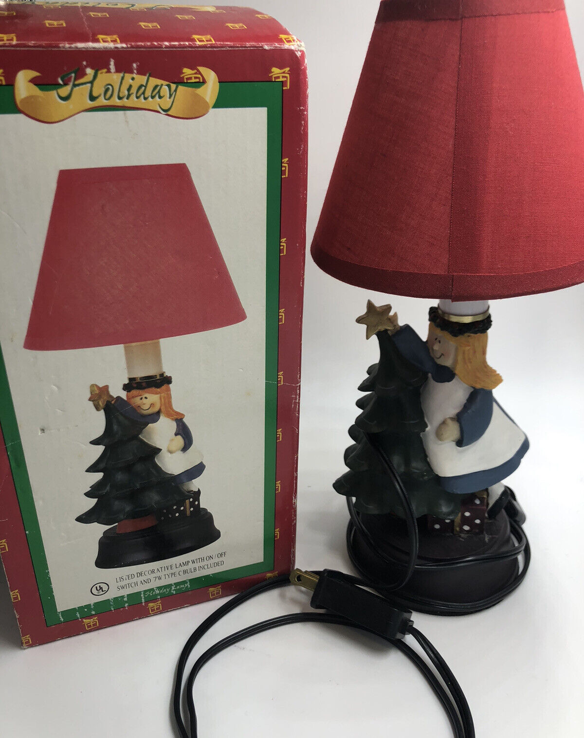 Vintage Holiday Christmas Indoor Lamp, With Box, TESTED WORKING