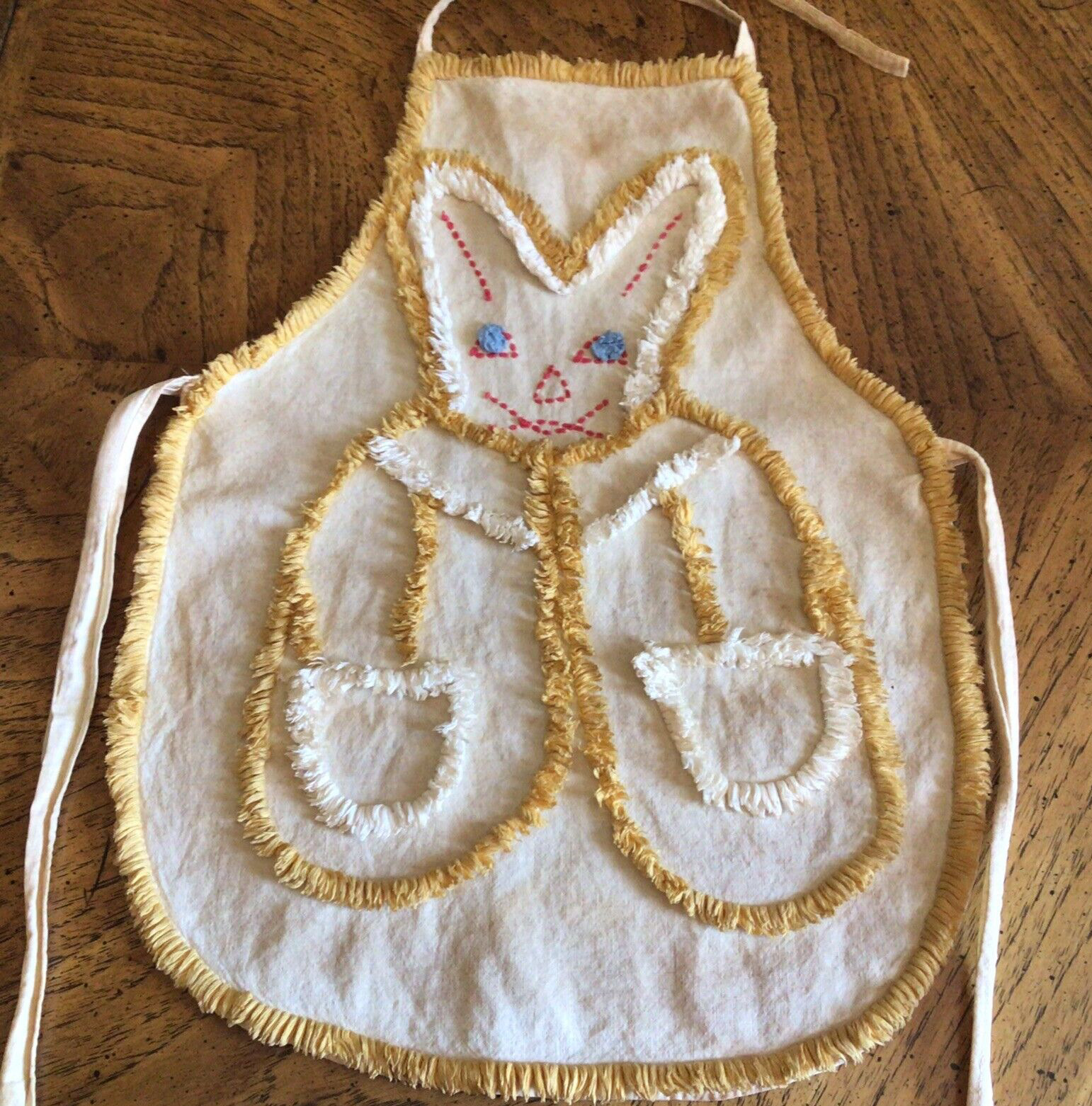 Vintage childs Bunny Apron Hand Embroidered