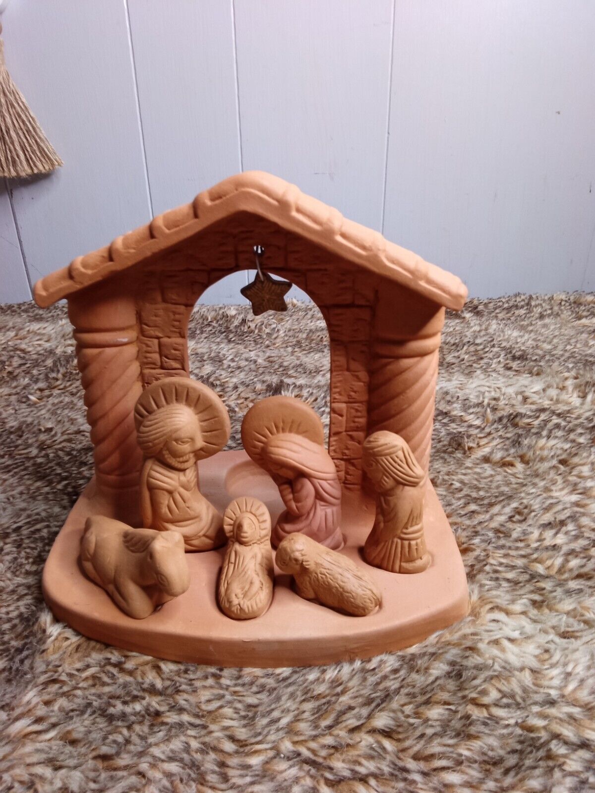 Terracotta Nativity Christmas Manger Scene Set Animals Jesus Tealight 8\